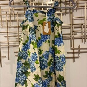 Angel Dear Blue and Green Floral Dress